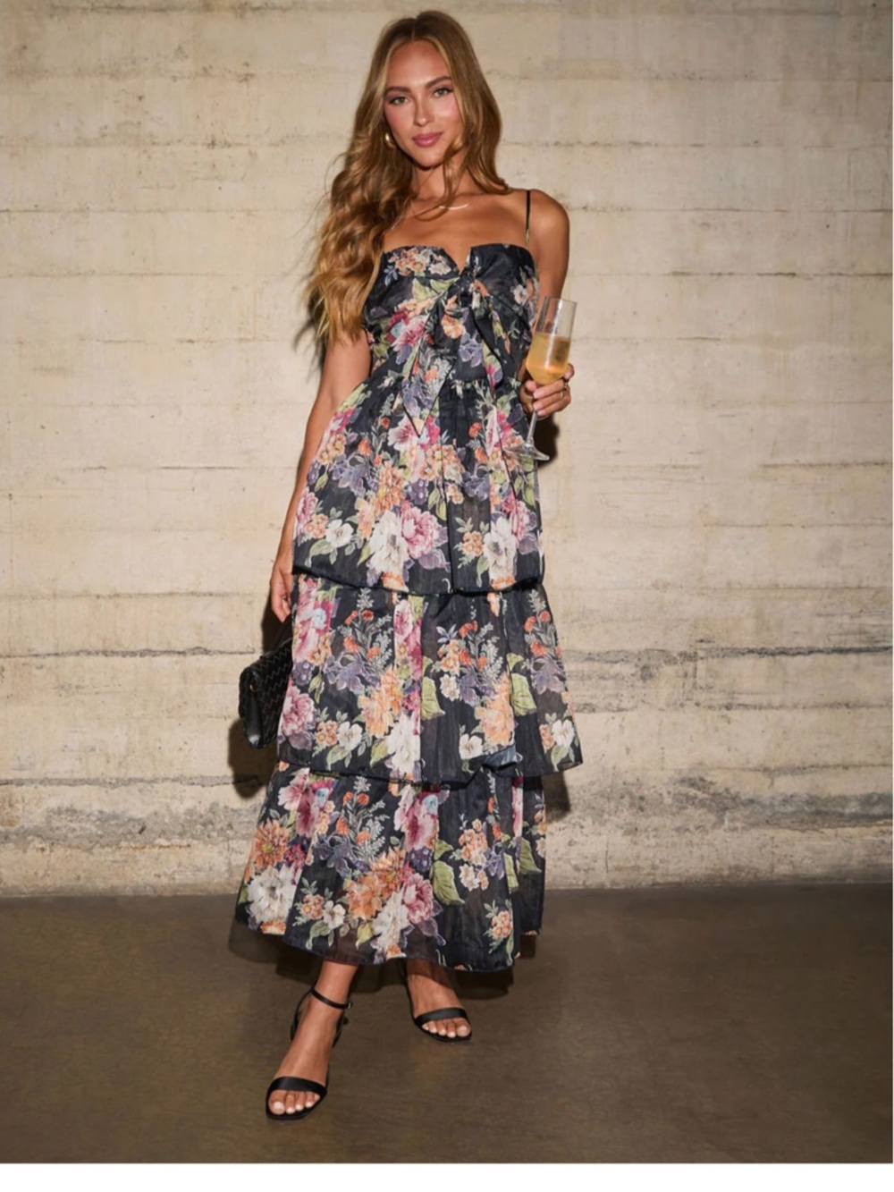 Vici Ivresse Printed Tiered Maxi Dress